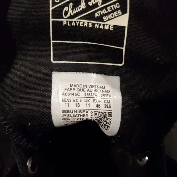 Converse Chuck 70 De Luxe Mens Size 11 Heeled Shoes Leather Black A06145C - Picture 10 of 11